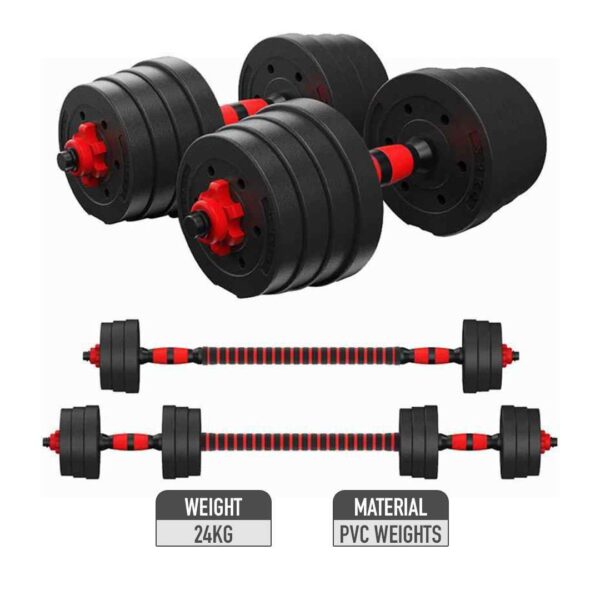 1set PE Weight Dumbbell Set Fitness Dumbbells Detachable Dumbbell Arm Muscle Trainer Household Exercise For Body Workout (24kg)