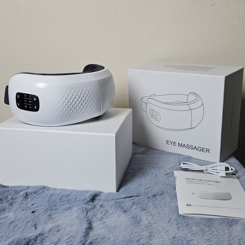 Wireless Eye Massager with Bluetooth, Heat & Air Pressure Therapy – White
