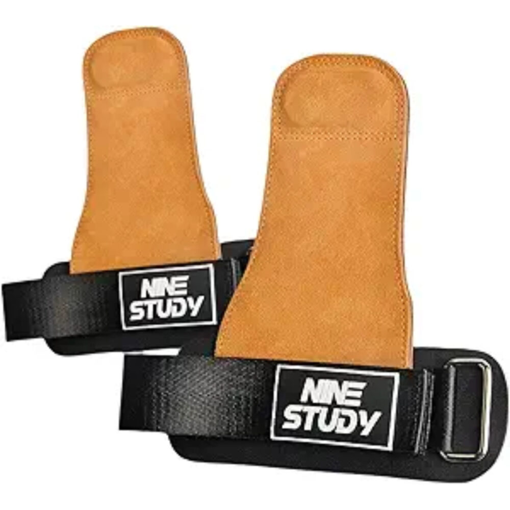 Nine Study Leather Weight Lifting Grips.